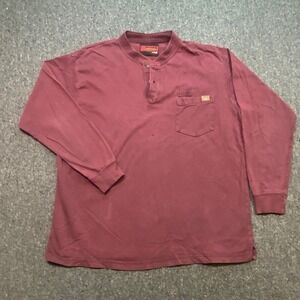 Wrangler Riggs Workwear Henley Sz XL Mens Maroon Gorpcore‎ Utility Pocket TShirt
